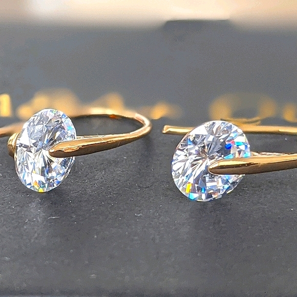 4 CTW Swarovski® Crystals 14k Gold Overlay Drop Earrings - Picture 2 of 4